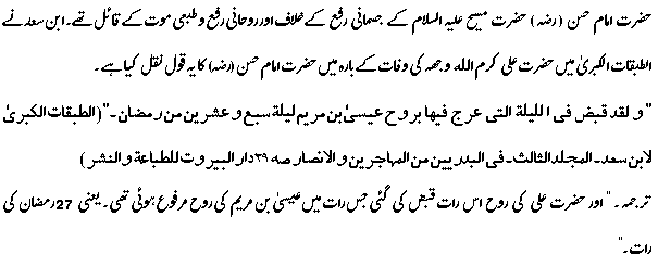 Hazrat Imam Hassan (ra) on Wafat-e-Isa Ibn Maryam